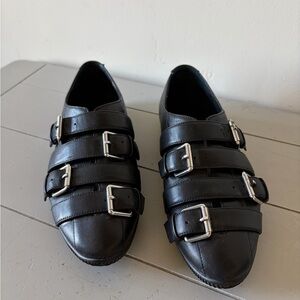 Opening Ceremony Novva Black Leather Buckle  flats - EU 39/Size 8